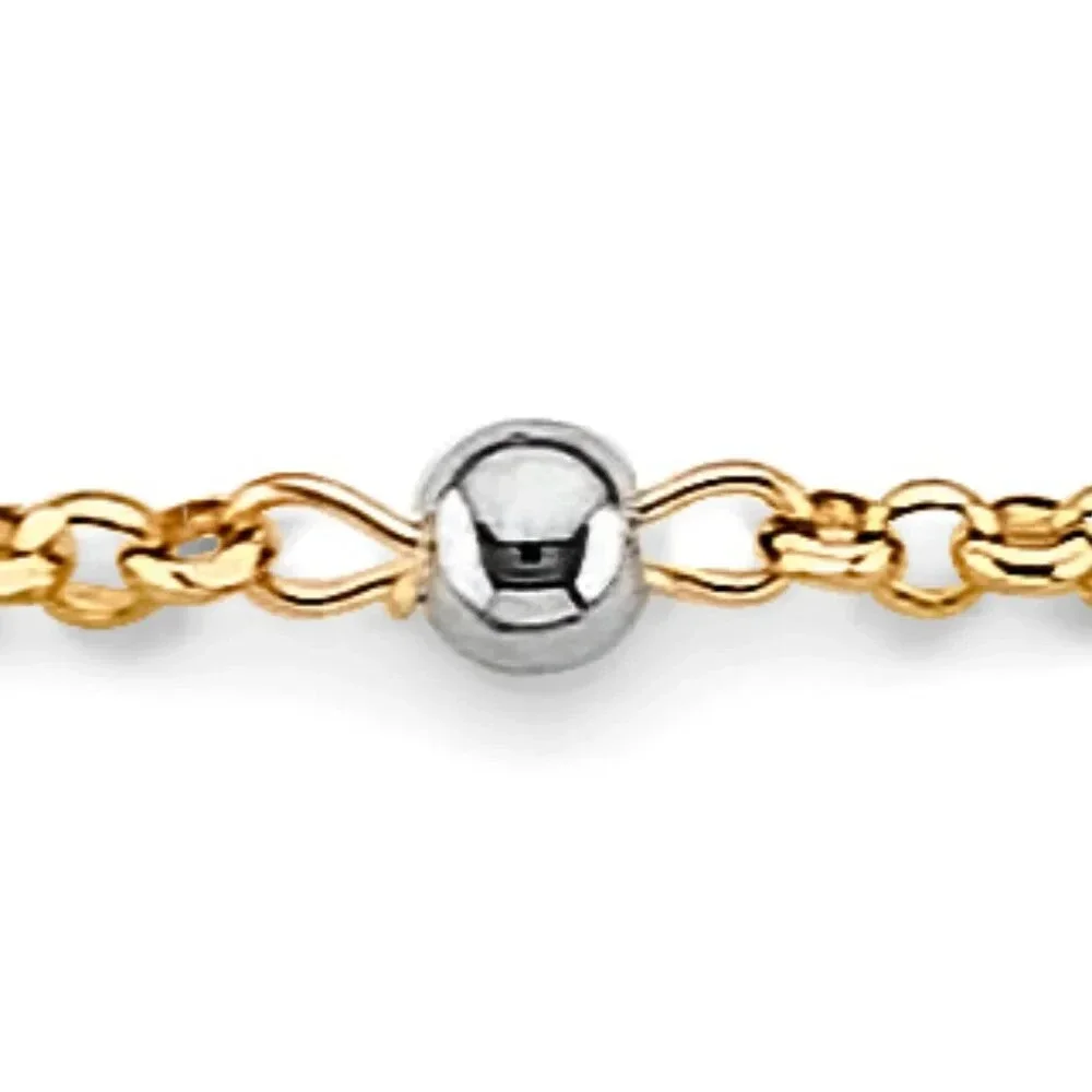 KIDS GIRLS 14K 3 COLOR GOLD DOLPHIN BALL Bracelet 5